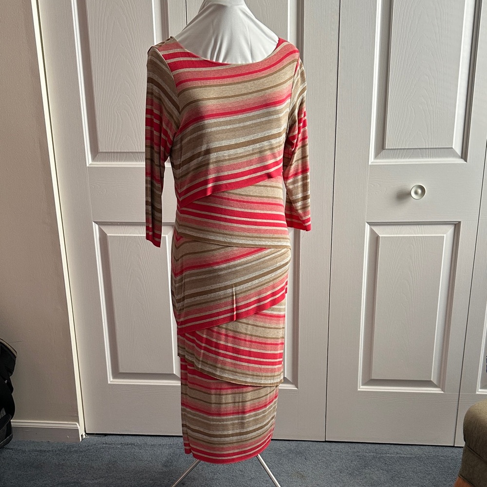 Bailey 44 Pink and Tan Striped Long Sleeve Dress
